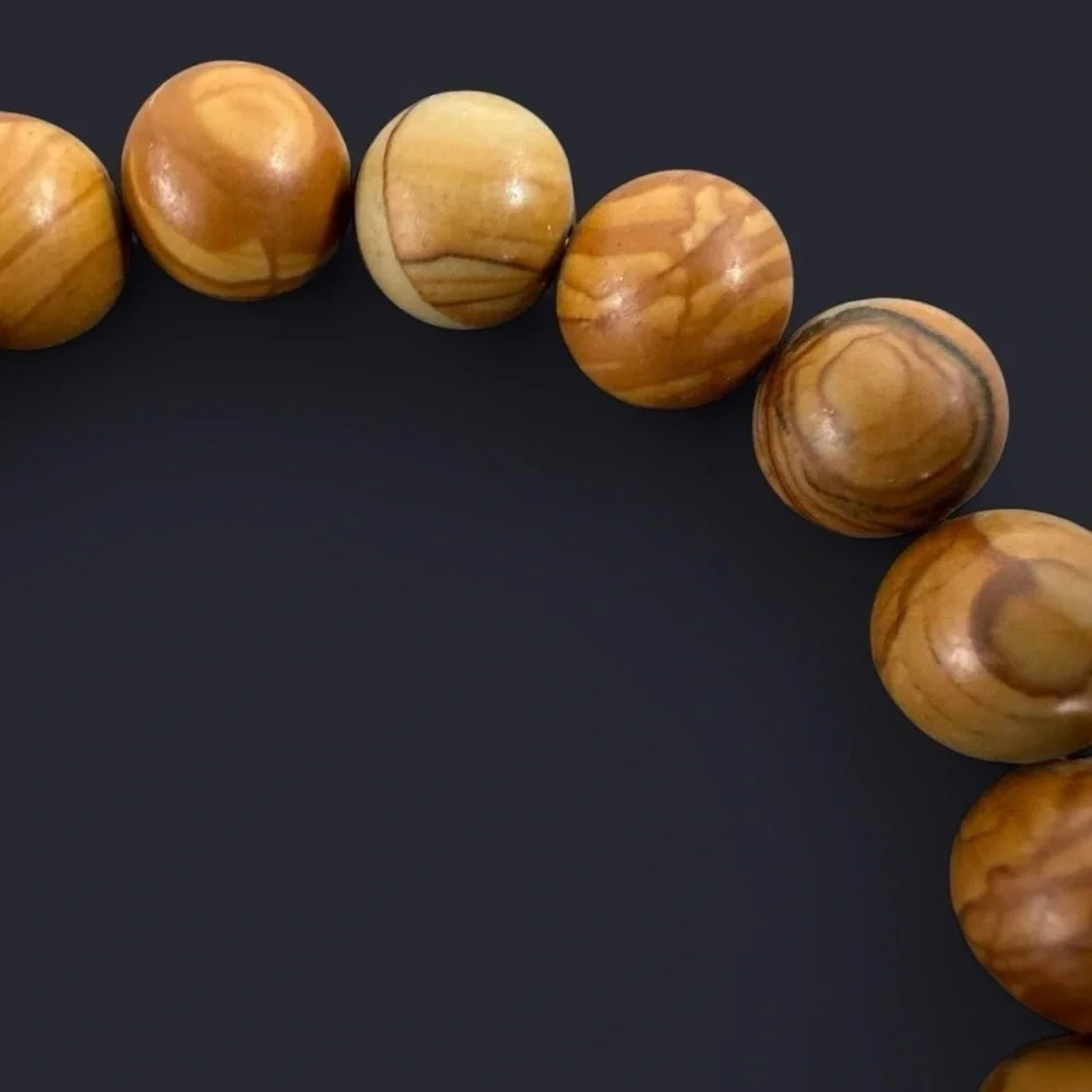 Wood Jasper Gemstone Bead Bracelet 10mm